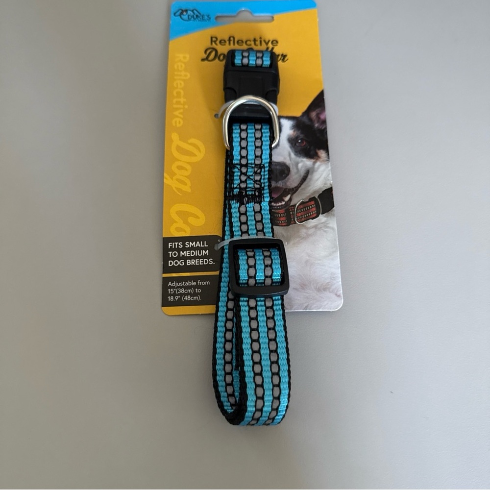 Reflective Dog Collar by - Blue and Black